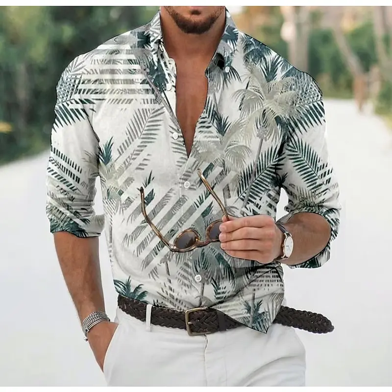 Men's Shirt Graphic T-Shirt Aloha Shirt Foil Casual Daily Long Sleeve Printed Clothing Sports Fashion Design Casual