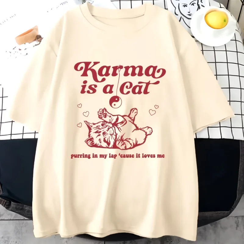 Karma Is A Cat 2024 Taylor Midnights Album Tshirt Maglietta corta Meet Me At Midnight Tops Camisetas Unisex Dropshipping