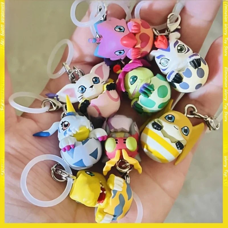 BANDAI Digimon Adventure Gashapon Figure Anime porte-clés Mini Anpanman figurine modèle porte-clés Kawaii Capsule jouets poupée cadeau