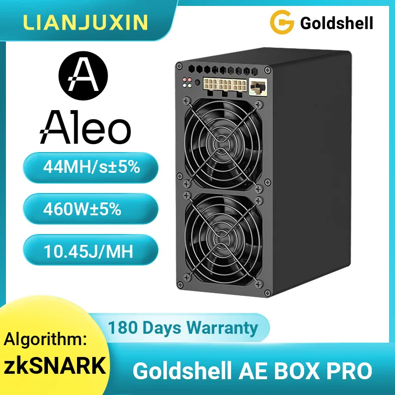 

BUY 5 GET 3 FREE Goldshell AE BOX PRO 44MH/s Aleo Miner 460W Algorithm with PSU