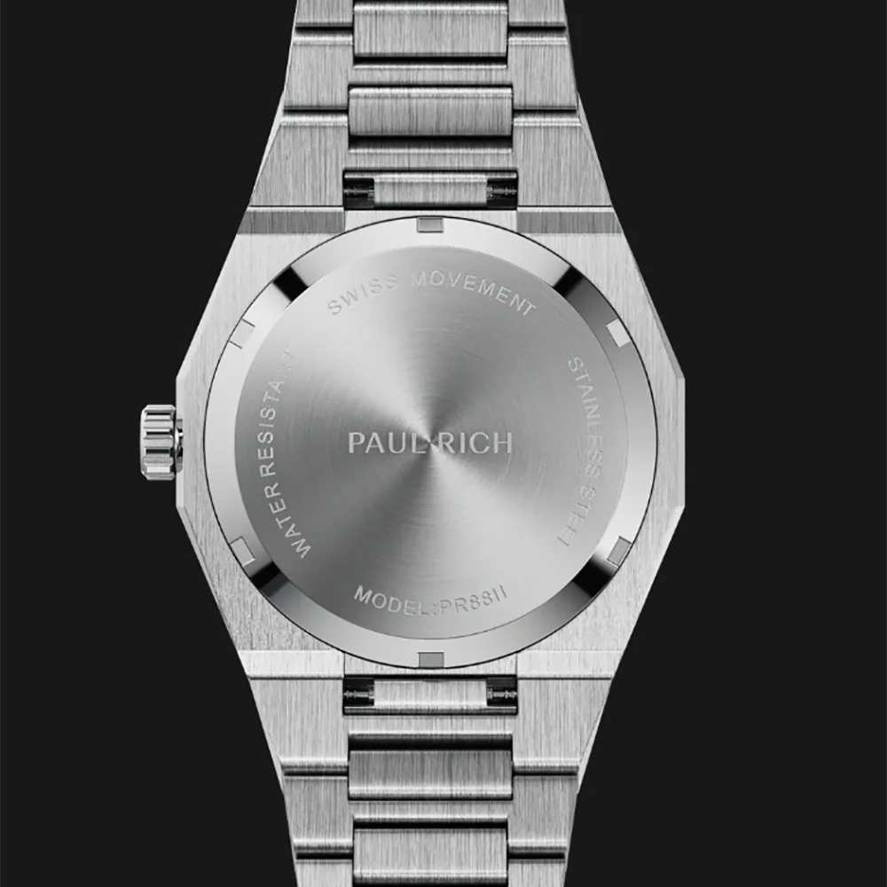 Orologio smerigliato con quadrante arabo a forma di stella in acciaio inossidabile resistente all'acqua da 5 ATM con logo PR