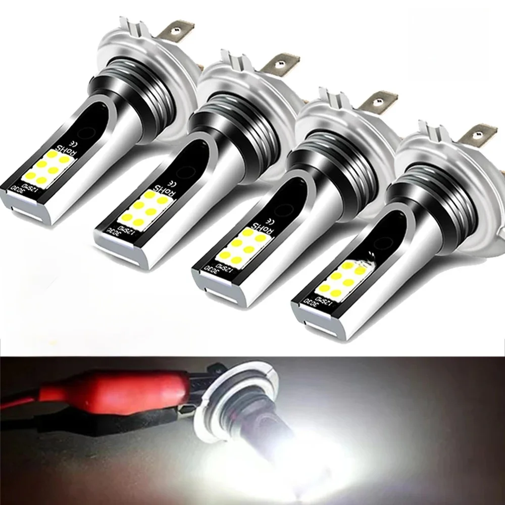 1/2/4 SZT. Zestaw żarówek LED H7 do reflektorów samochodowych, żarówki do świateł przeciwmgielnych 12V 55W, mocne samochodowe lampy przeciwmgielne 6000K, super jasne żarówki H7 do reflektorów — 2