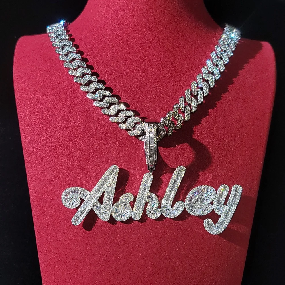 

Custom Alphabets 26 A-Z Letter Necklace Customized Iced Out Two Rows Word Pendant Fashion Hip Hop Jewelry Gifts For Women Men