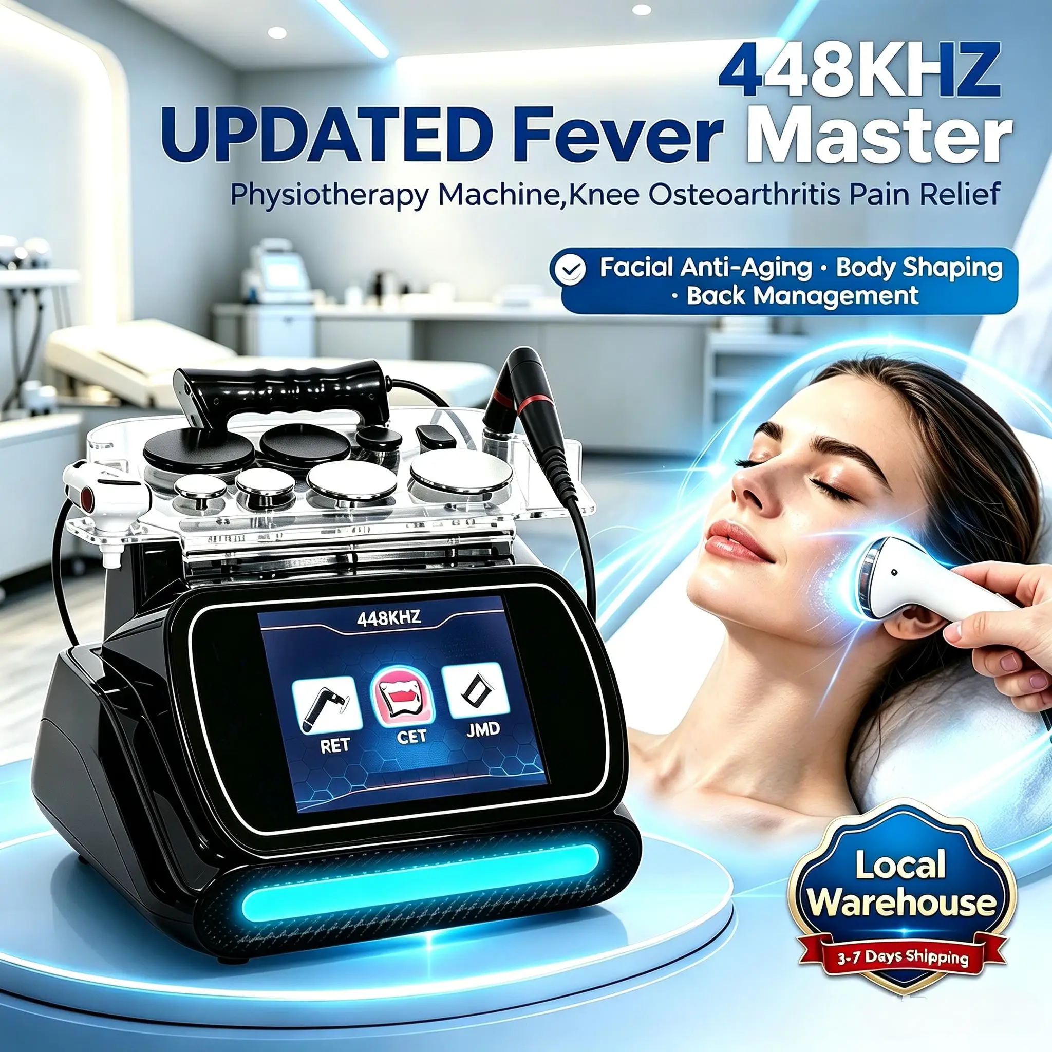 448K RF Diathermy Physiotherapy Machine INDIBA RET CET JMD Body Slimming Skin Tightening Anti-Aging Salon Device