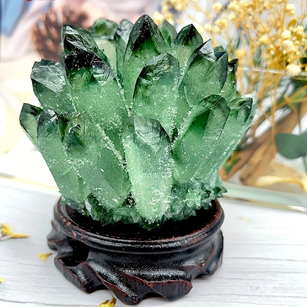 

1pc Crystal Cluster, Green Quartz Crystals, Beautiful Home Decor, Quartz Crystal Cluster for Meditation Collect Gifts