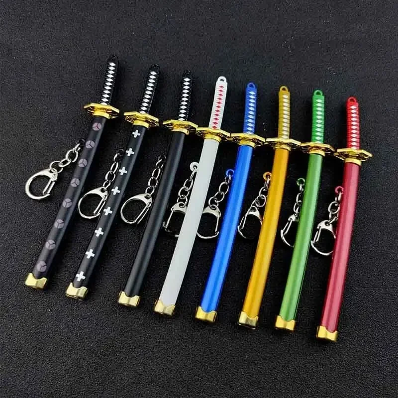 Brelok do kluczy Mini Roronoa Zoro Samurai Sword Anime Plastic Scabbard Breloczek do kluczy Katana Klamra dla mężczyzn Cosplay Zabawka Biżuteria Prezent — zdjęcie 2
