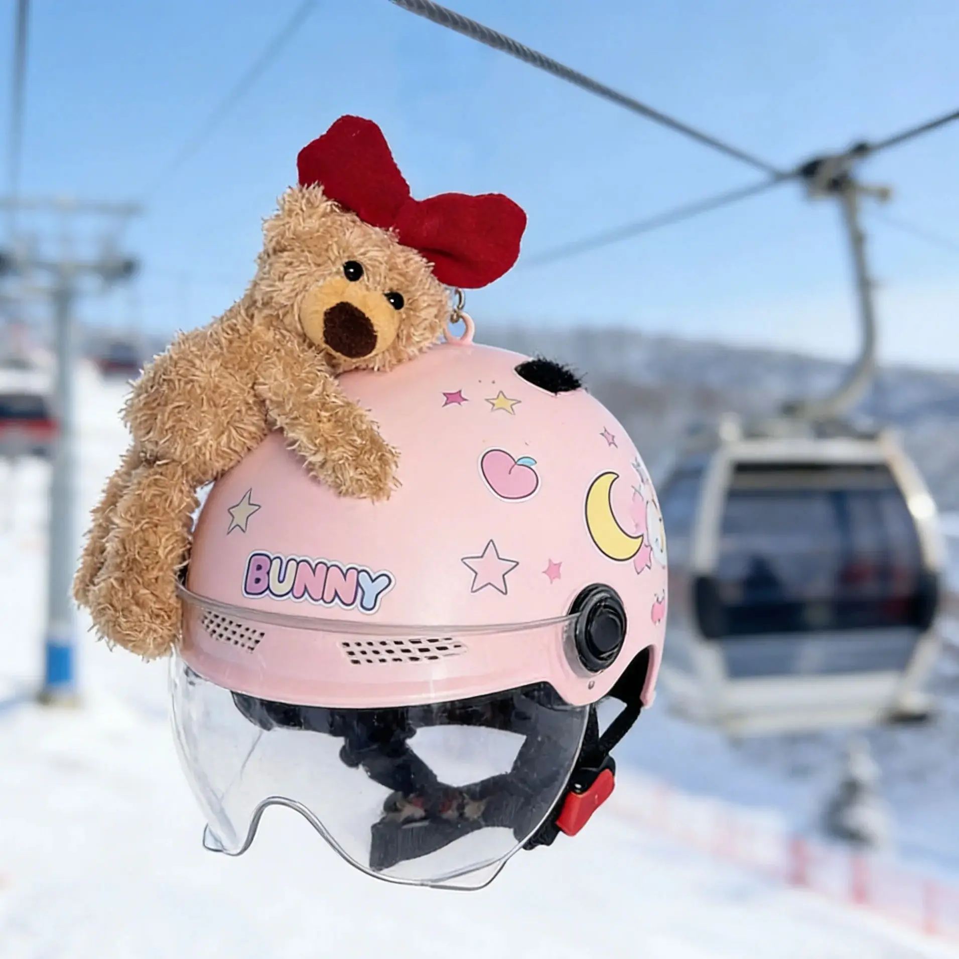 

Украшение для шлема, аксессуар для лыжного шлема с медведем, бант с липким лыжным шлемом для скейтборда, медведь для скалолазания, мотоциклетный головной убор