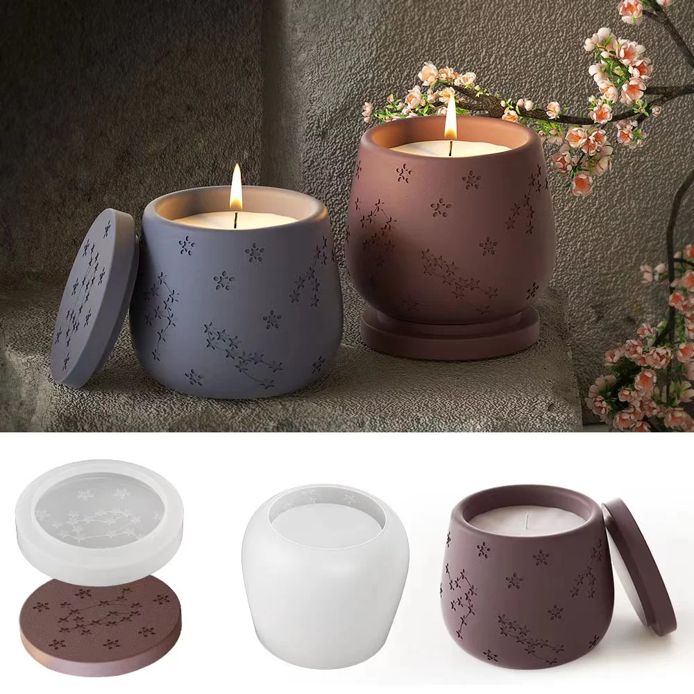 1 Set Gypsum Candle Cup Silicone Mold Concrete Candle Cup Jar Silicone Mold Twelve Constellations Candle Wax Cup Box Molds