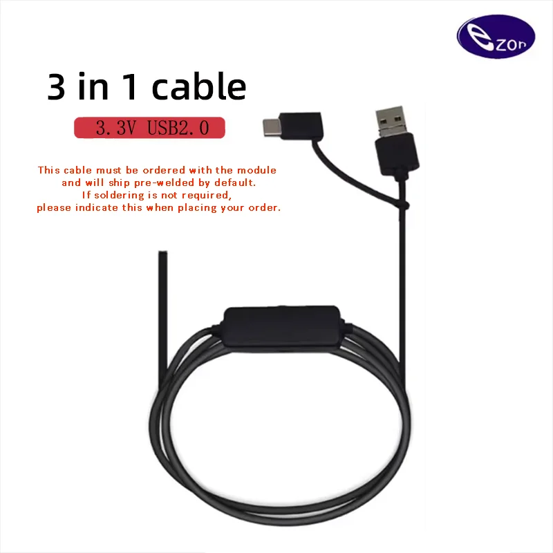 

Endoscope cable 1.5m soft cable 3-in-1 3.3V USB2.0 Android Type-c