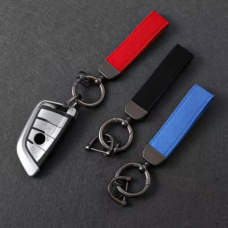 Porte-clés de voiture en métal et cuir suédé avec logo, porte-clés pour BMW, Audi, Mercedes-Benz, Volkswagen, Toyota, Honda, Kia, cristaux, haute qualité
