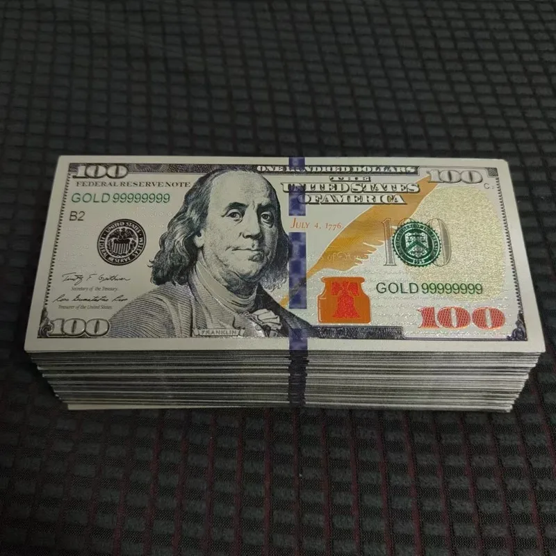 100pcs US 100 Dollars Plastic Banknotes 100 Dollar Bills Silver Foil Money Banknotes Crafts for Collection