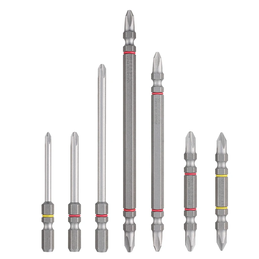 VESSEL Magnetic Screwdriver Bit for Phillips Screws Replaceable Single/Double Head Screwdriver Head Cushion Bit No. DC Series
