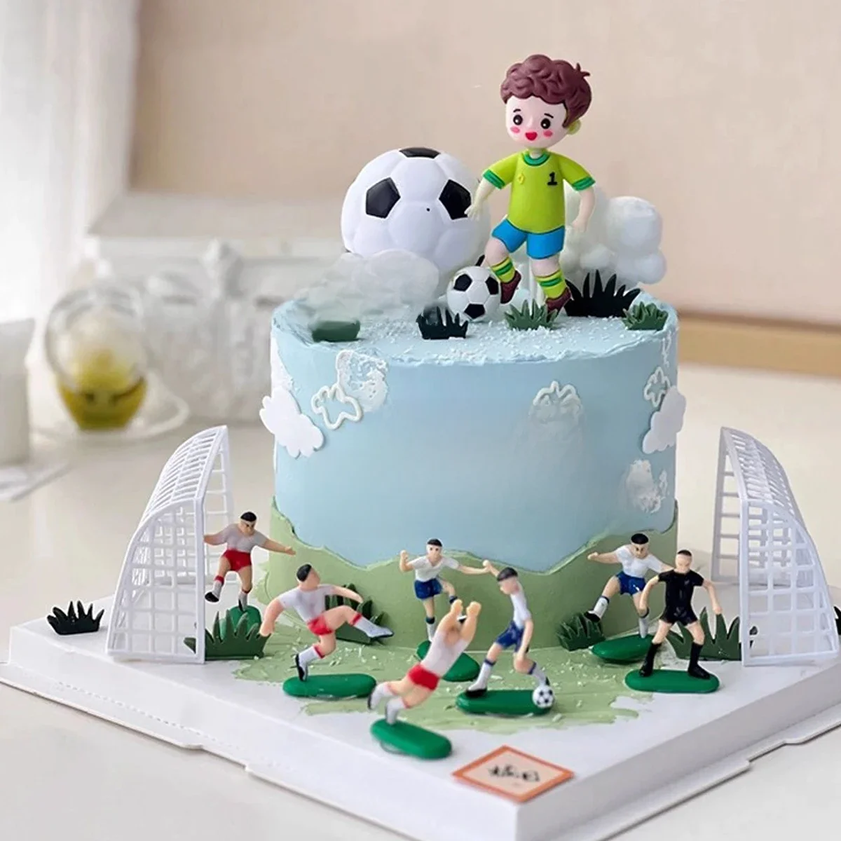 Figurine de joueur de but de ballon de Football, décoration de gâteau de Football pour hommes et garçons, fête d'anniversaire, fournitures à thème de Football de Sport