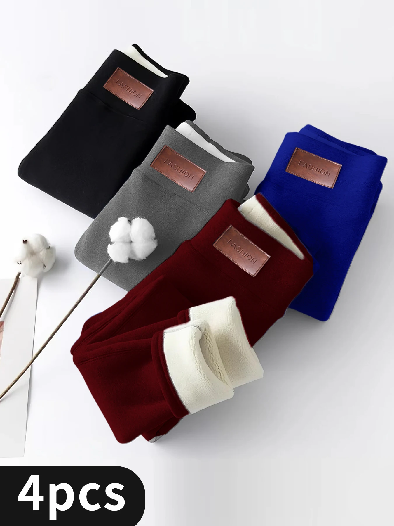 

4-Pack Women Thermal Lined High Waisted Leggings,Workout Winter Warm Thick Leggings Soft Yoga Pants, Solid Color Elastic Waist