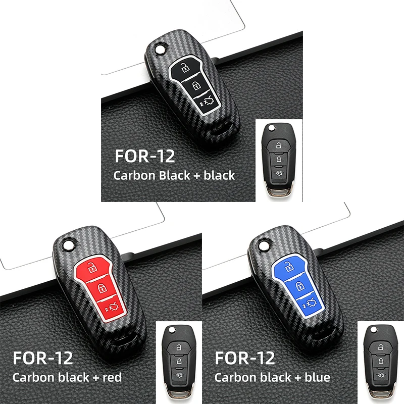 

ABS Carbon Car Remote Key Case Cover For Ford Figo 2017 Mondeo 5 Ecosport Puma 2020 Fiesta Mk8 Everest Ranger