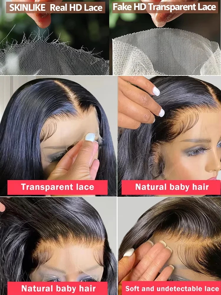 Mossily 250 Density 40 Inch Body Wave 13x4 13x6 HD Lace Front Human Hair Wigs Pre Plucked Water Wave Lace Frontal Wig For Women image 3