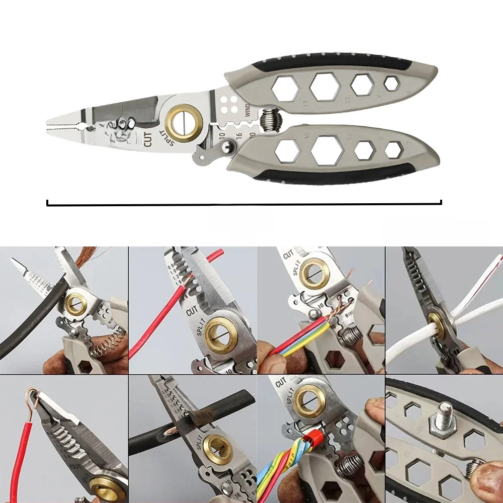 7-inch Multipurpose Wire Stripper - Professional Tool Gift Electrician Crimpe Pliers For Wire Stripping Cable Cutters Hand Tool