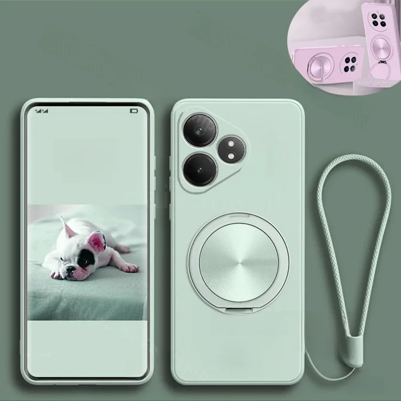 Etui na telefon z magnetycznym uchwytem do Realme GT NEO 6 7 SE, silikonowe miękkie etui na GT6 GT7 z uchwytem i osłoną ekranu. — zdjęcie produktu 7