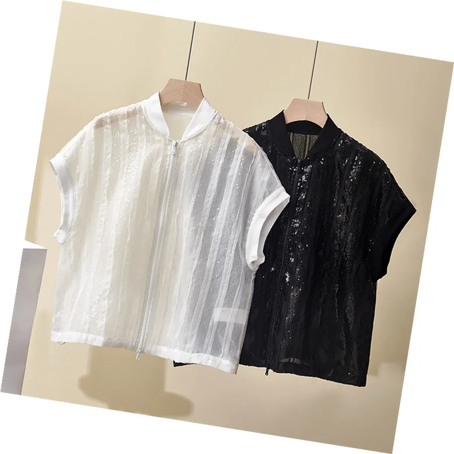 女性の夏の新しい重工業ノースリーブトップオールマッチシルクベストジャケットカーディガン