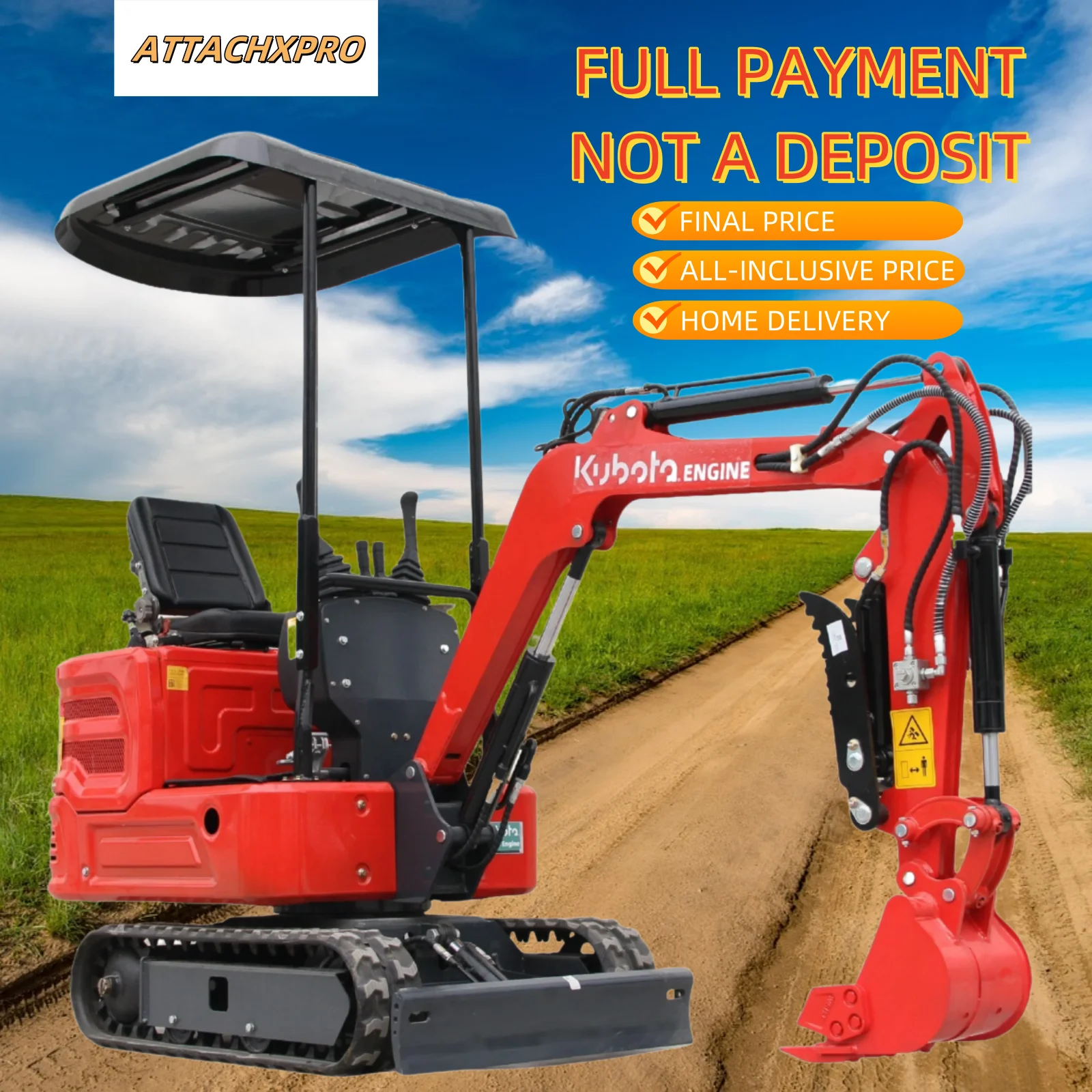 Full Payment not a Deposit MP16R 2000lb Mini Excavator with Hydraulic Thumb Clamp and Kubota Engine