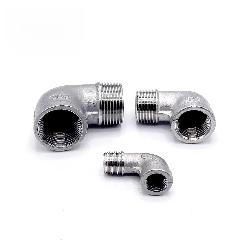 BSPT 1/8 "1/4" 3/8 "1/2" 3/4 "en acier inoxydable SS304 femelle x mâle carburant rue 90 coude raccords de tuyauterie filetés pour eau gazole