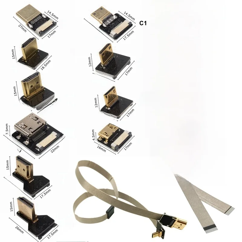 Câble plat en aluminium, câble plat souple haute définition, support de caméra aérienne, micro DSLR standard HDMI vers Micro HDMI vidéo ca