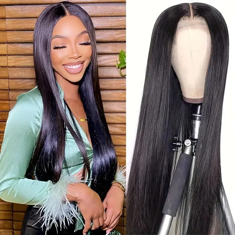 

Straight Wear And Go Wigs Glueless 4x4 HD Closure Wigs Human Hair Preplucked For Women Girls No Glue Wear And Go Pre Cut Glueles