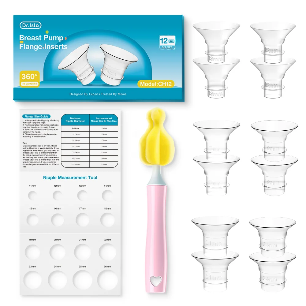 Dr.isla Silicone Flange Inserts Shield Nipple Tunnel Narrow Connector Feeding Essential Compatible With Most Breast Pumps