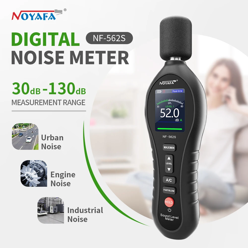 

Noyafa Sound Level Meter Digital Noise Meter with A/C Weighted 30~130dB Audio-Level Meter Decibel Meter Noise Sound Meter