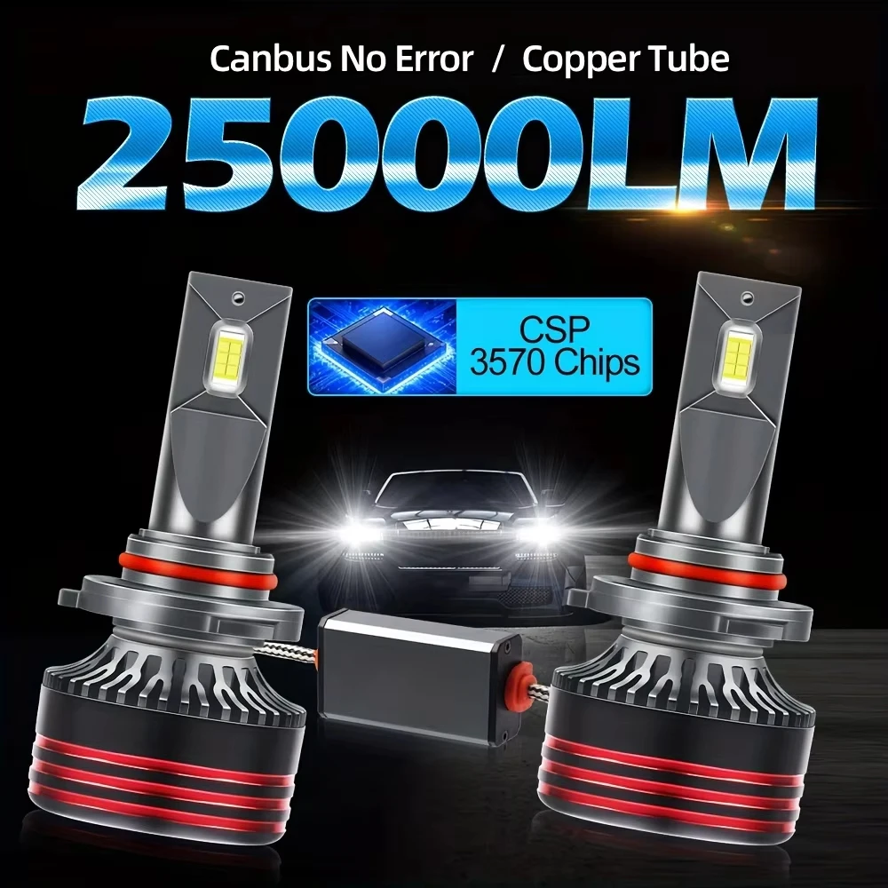 Canbus Fehlerfreie Auto-LED-Scheinwerfer 9005/HB3 9006 150 W 25000 LM 6500 K weiße Glühbirne-Scheinwerfer mit Lüfter, einzelnes Kupferrohr