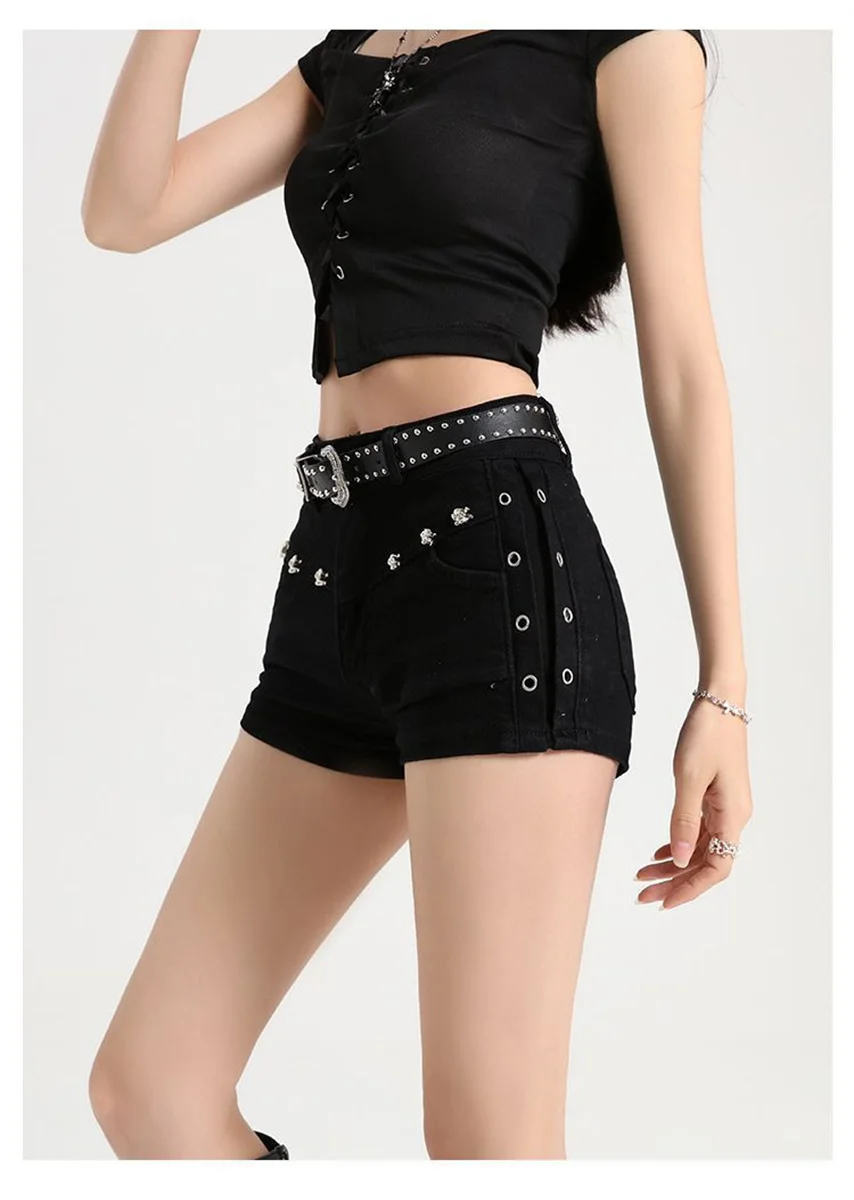 Summer Woman Sexy Low Waist Y2k Jeans Female Vintage Korean Fashion Mini Pants Girls Vintage Designer Gothic Black Denim Shorts