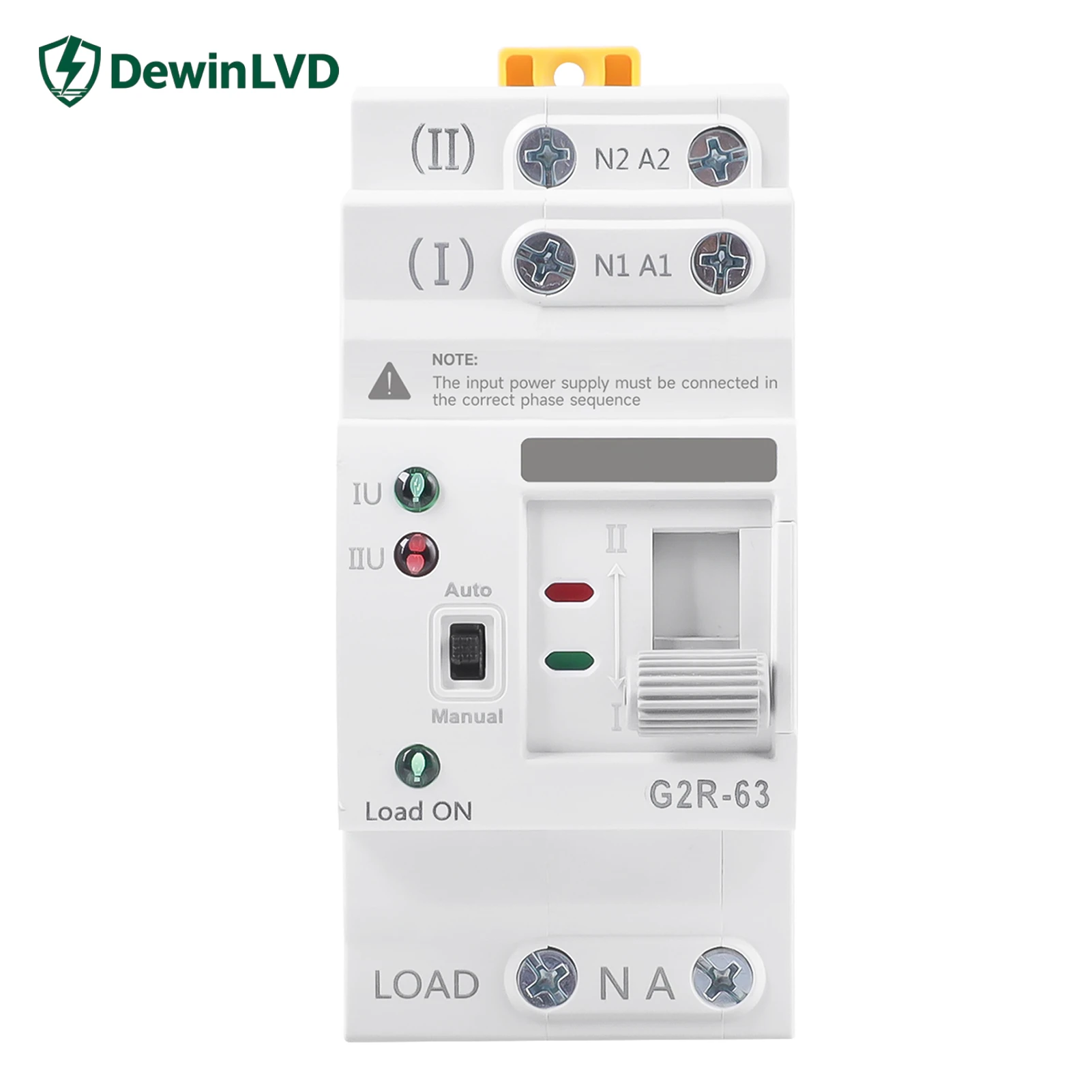 dewinlvd-g2r-63-二重電源自動切替スイッチ-2p-63a-220v、dinレール用、高速切替50ms、電気式切替スイッチ