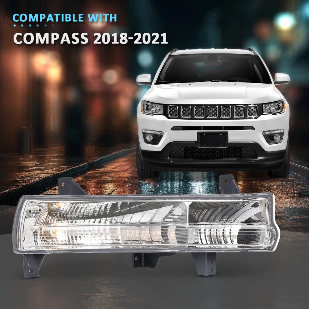 

Лампа парковочного фонаря 55112720Ab со стороны пассажира, подходит для 2017 2018 2019 2020 2021, компас Jeep, водонепроницаемый, снегозащитный, пылезащитный автомобиль