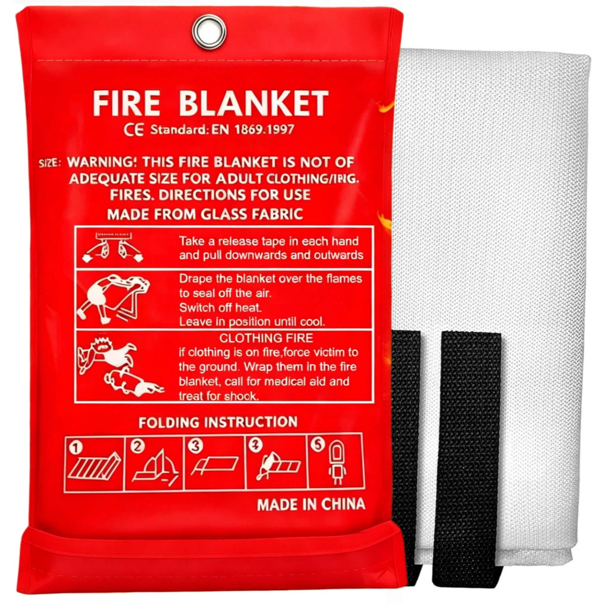 Emergency Fire Blanket for Home Kitchen, High Temperature Resistant Fiberglass Fire Suppression Blanket CE EN1869 Certified, Portable Fire Blanket for Oil Grease Electrical Car Fire