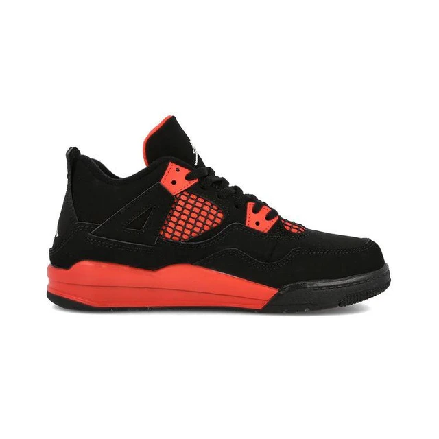 Air Jordan 4 Retro PS Red Thunder Kids Sneakers Black Multi Color Crimson BQ7669 016 AliExpress