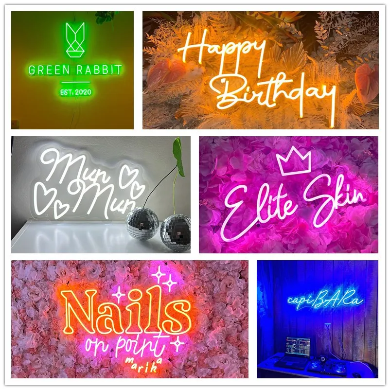 Imagem -02 - Sinal de Néon Personalizado para Decoração do Casamento Luz de Nome Personalizado Birthday Neon Lights Decoração do Quarto Festa de Casamento