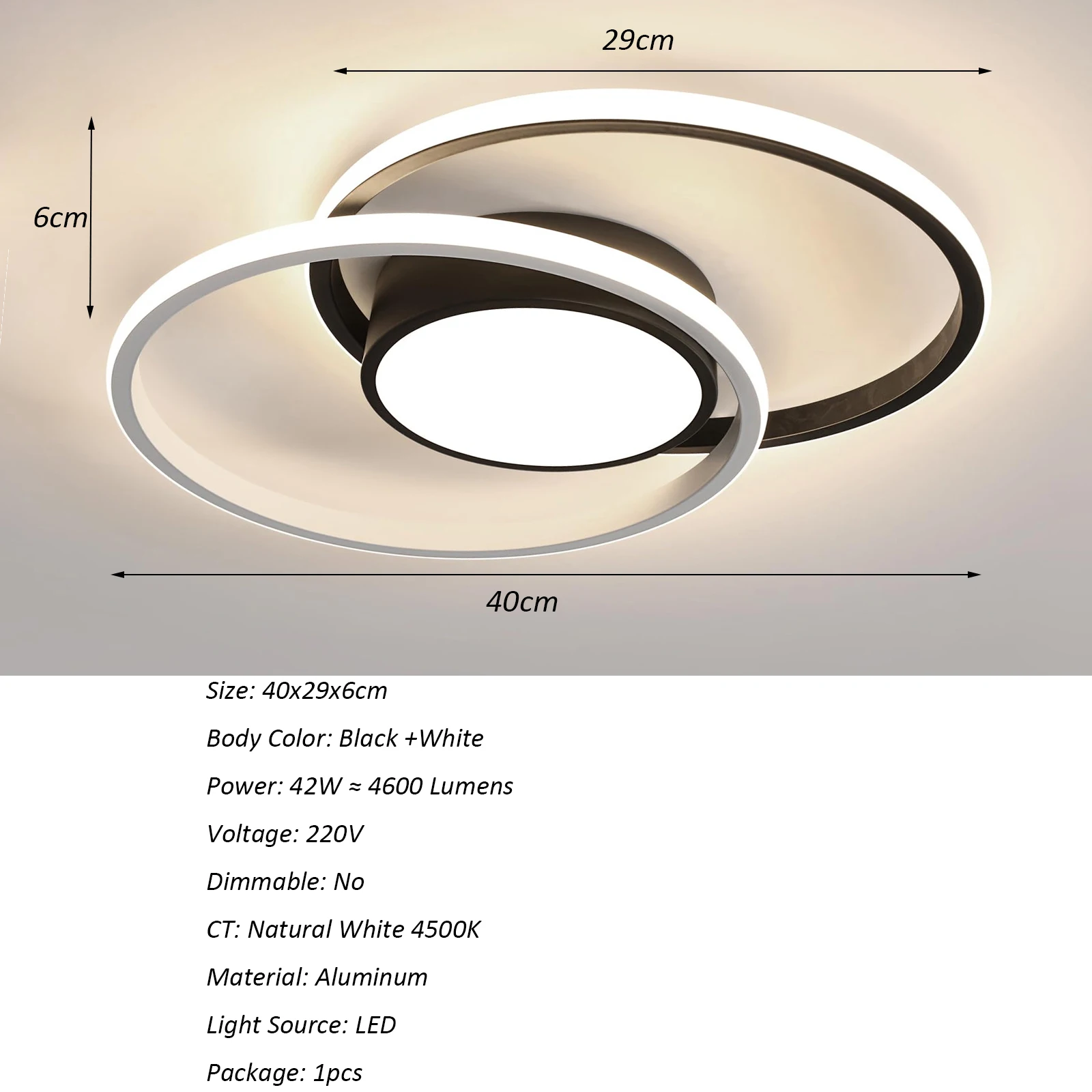 Moderne Chrom-Deckenleuchten LED, doppelte runde LED-Deckenleuchten für Flur, Gang, Eingang, Schlafzimmer, Küche, Wohnzimmer – Detail 1