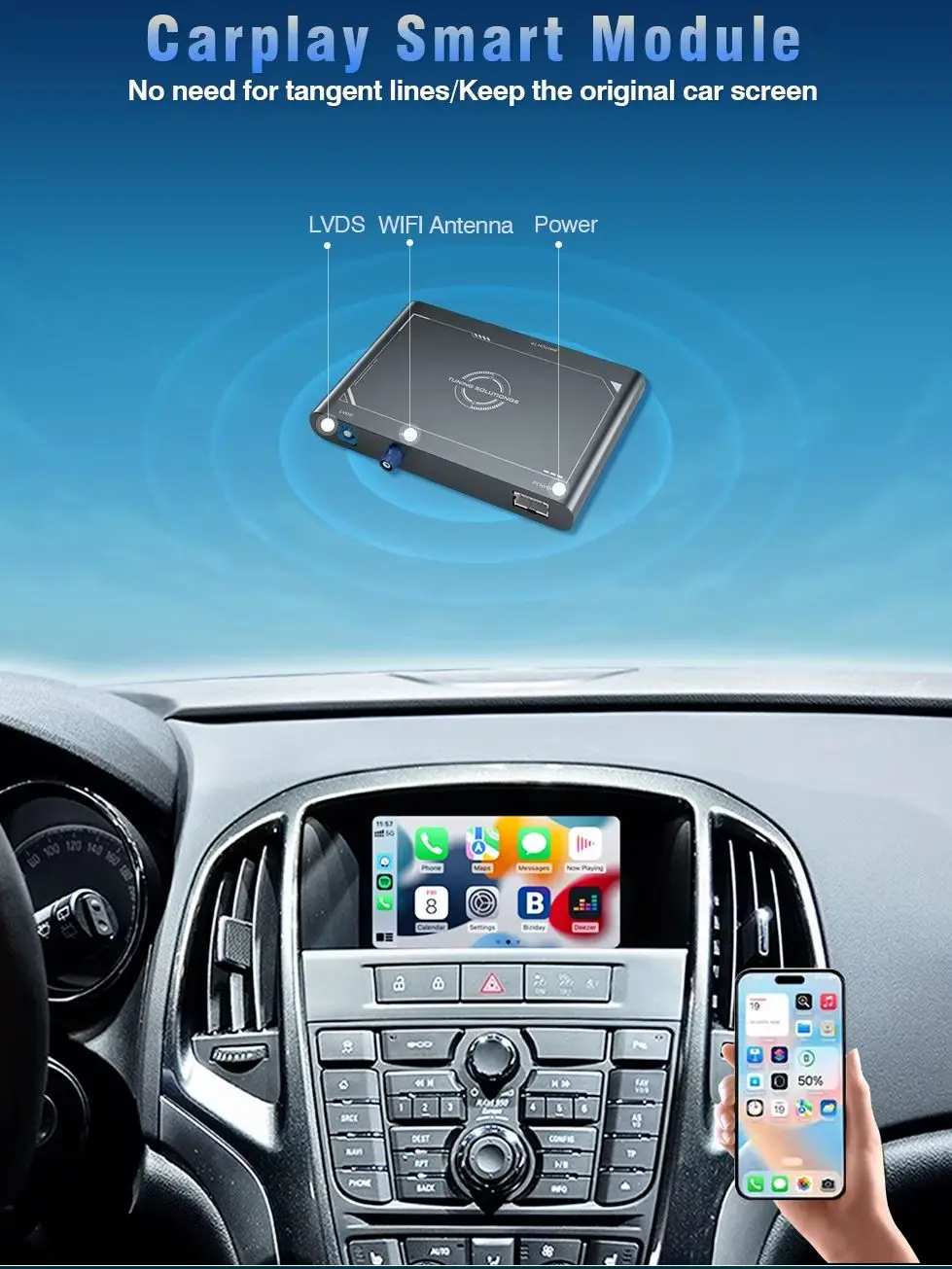 AUTOTOP Draadloze CarPlay Android Auto decoder voor Opel Astra Insignia Meriva Mokka Zafira Tourer Vectra Caravan 2006-17 Airplay - afbeelding 2