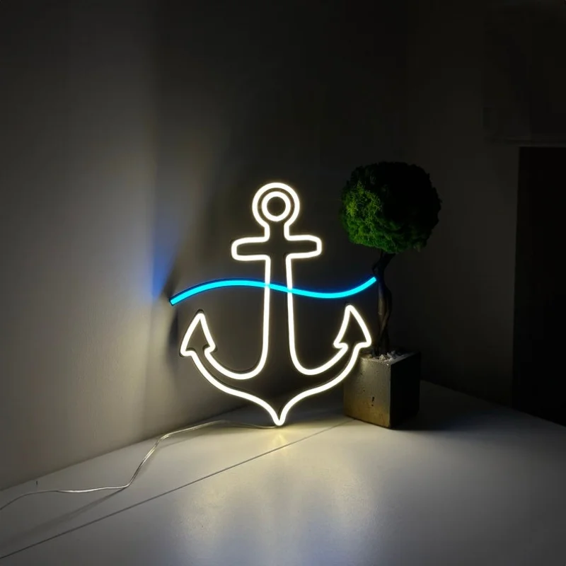 

anchor Neon Sign anchor Neon Sign Led sea Art Light Sign Led Logo sailor gift Wall Decor Custom Neon Sign Party Room Decoration