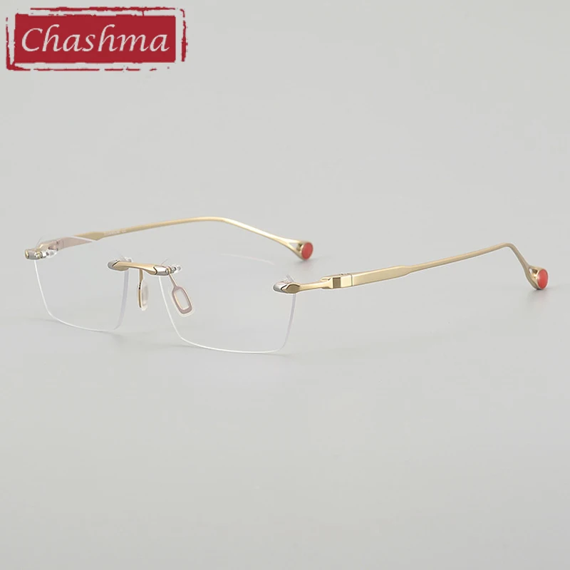

Chashma Prescription Glasses Women Pure Titanium Rimless Eyeglasses Frames Optical for Recipe Progressive Eyewear Spectacle Lens