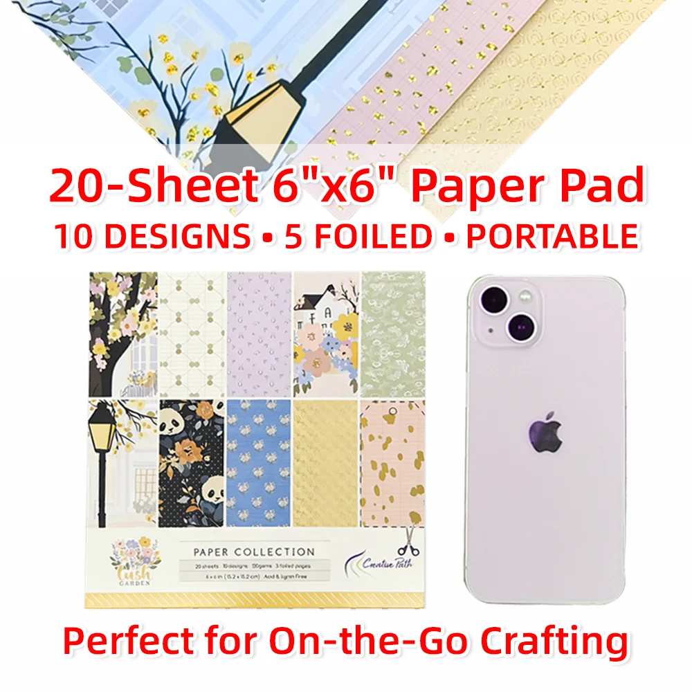 

Creative Path 6 Inch Scrapbooking Supplies Designer Pattern Papers Crafts Materials Decorative Background Origami Pack Acid Free