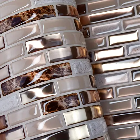 1/10/30 शीट गोल्ड मोज़ेक स्वयं चिपकने वाली दीवार टाइलें रसोई बैकस्प्लैश बाथरूम घर की दीवार DIY सजावट 11.8 8 best sales रसोई के लिए बैक स्प्लैश - №8