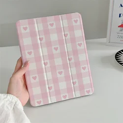 Cute Love Plaid Case for Apple iPad Pro 2024 11 inch Air 5/4 10.9 10th 7/8/9 10.2 Air 3 10.5 inch mini 6/5/4 Cover Tablet Cases