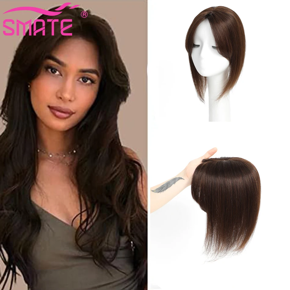 SMATE Straight Hair Human Hair Topper For Women Human Hair #2 Topper For Women With Thin Hair Clip-In One Piece Remy Human Hair