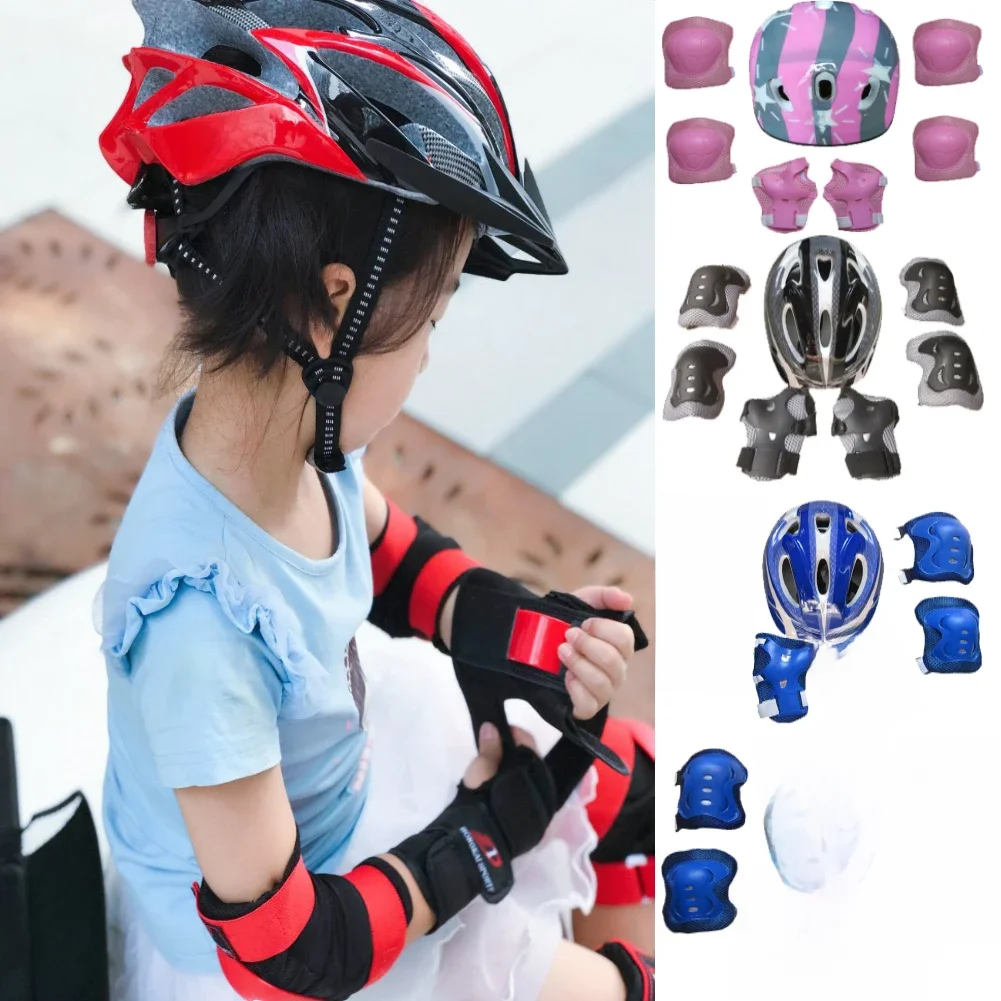 AliExpress 7Pcs/set Protective Ice Skating Gear Bicycle Roller Skateboard Helmet Sports Safety Scooter Cycling