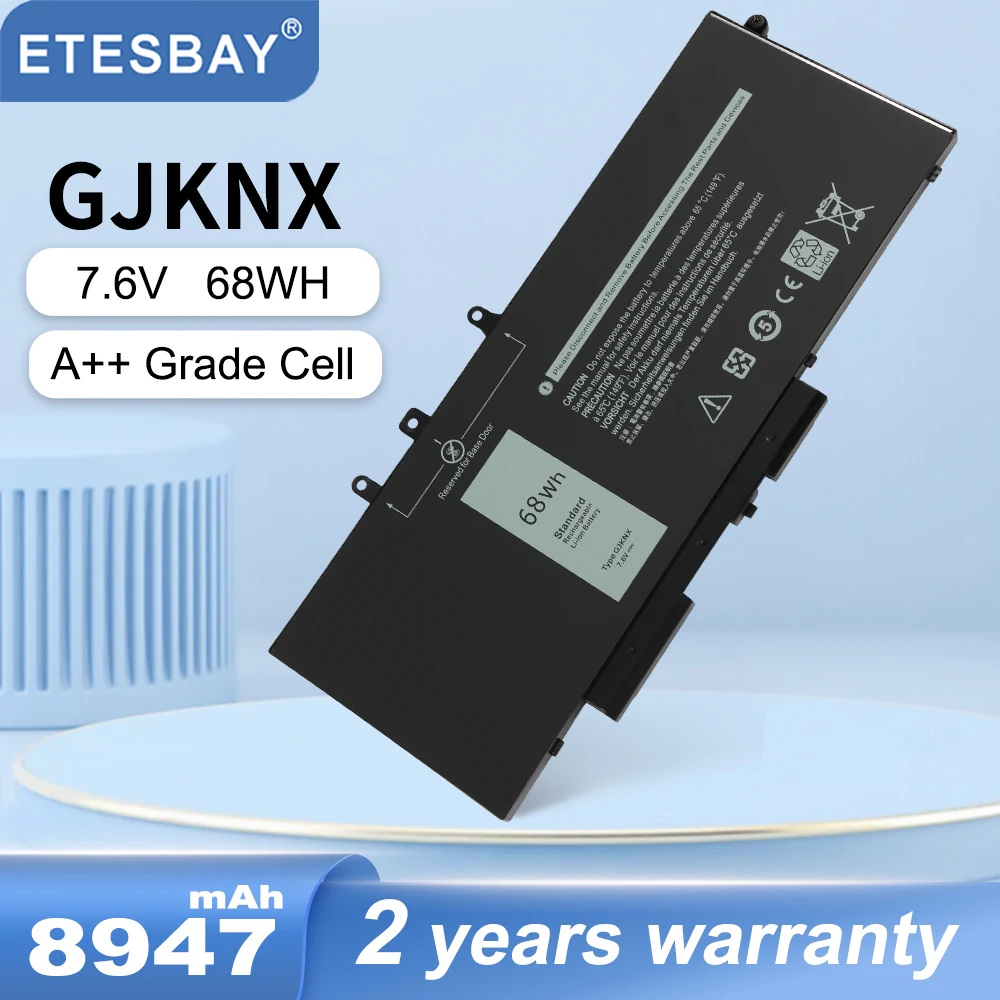 

ETESBAY GJKNX Аккумулятор для ноутбука Dell Latitude 5480 5580 5490 5590 серии Precision M3520 M3530 GD1JP 93FTF 7,6 В 68 Втч