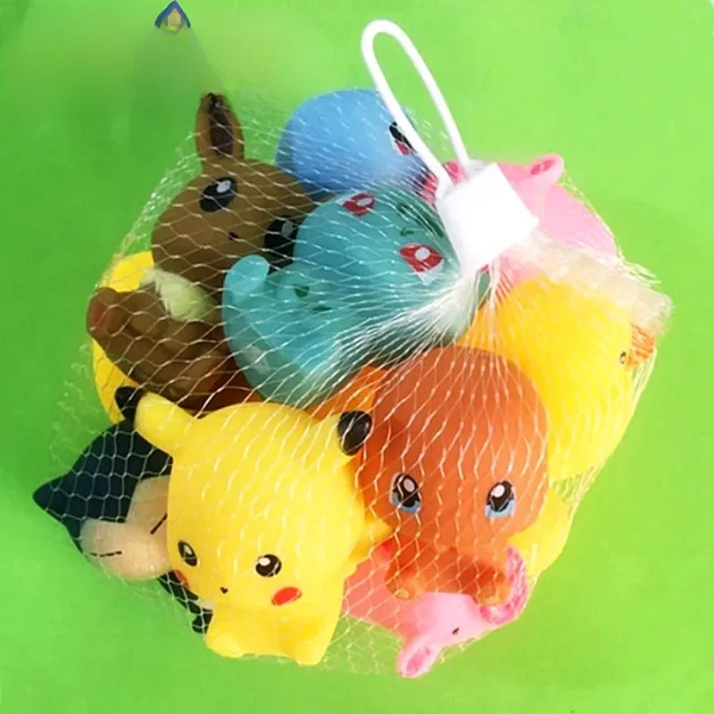Figurines de dessin animé Pikachu Bulbasaur Charmander Squirtle Eevee Snorlax Jouets de bain vocaux pour enfants Jouets de salle de bain pour bébés