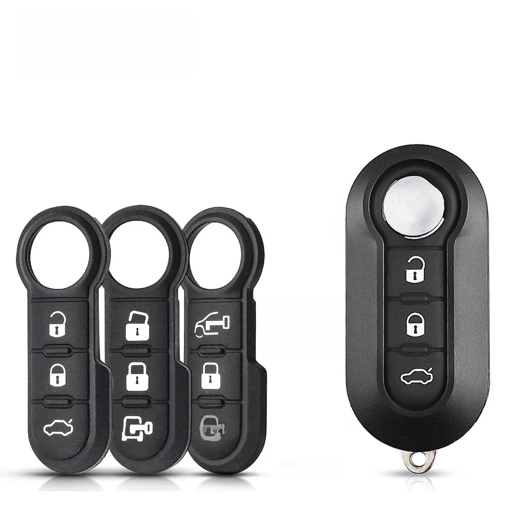 KEYYOU – coque de clé télécommande de voiture à 3 boutons, pour Fiat 500 Panda Punto Bravo Abarth, tampon en plastique et caoutchouc de remplacement