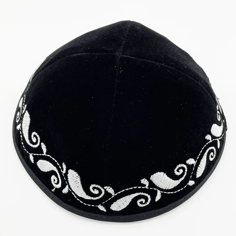 Black Kippah 20 cm Size Jewish Velvet Round Kipa Yarmulke Head Cover Israel For synagogue