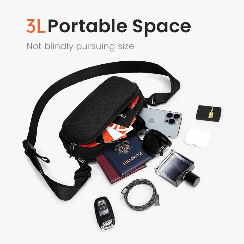 ReeYee 3L/4.5L Sling Chest Bag, Waterproof Cordura Multi-Compartment Crossbody Bag, Versatile Everyday Commute Organizer Pack